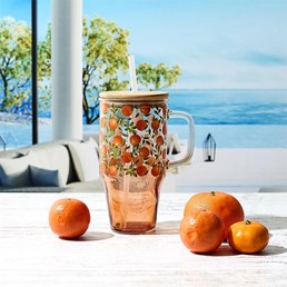 Kubek z Pokrywką i Słomką SOLEO 650 ml Pomarańczowy