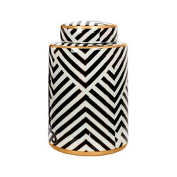 Słoik Dekoracyjny PANTHER 25cm Biały/Czarny/Złoty
