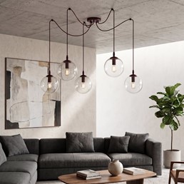 Lampa Wisząca GIGI 5 Burgundowy/Transparentny