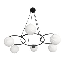 Lampa Wisząca LIBRA 6 Czarny/Opal