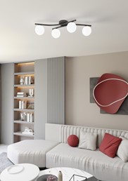 Lampa Wisząca OPUS 4 Czarny/Opal