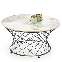 Ława ALESSIA fi80 Beżowy Marmur/Czarny