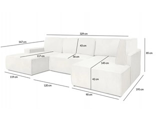 Narożnik PILLOW C2 120 Beżowy z Funkcją Spania - II Grupa Tkanin