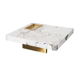 Stolik Kawowy MODIG M50 100x100cm Biały/Złoty