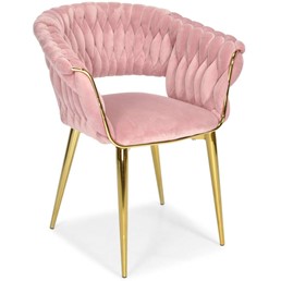Krzesło IRIS LUX Welur Złoty/Różowy