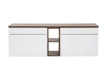 Zestaw ICW-B 140cm (2x Szafka + Blat + Regał) Biały/Dąb