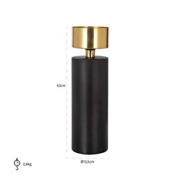 Świecznik TESS L Czarny/Złoty