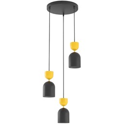 Lampa Wisząca GAUDI 3PREM Czarny/Pomarańczowy