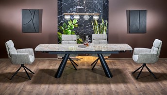 Stół Rozkładany VINCE (180-238)x90 Brązowy Marmur/Czarny