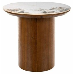 Ława RONDO Fi45cm Biały Połysk/Orzech