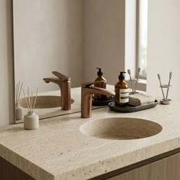 Bateria Umywalkowa Niska VISION Miedź Szczotkowany