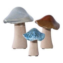 Zestaw 3 Figurek Dekoracyjnych MUSHROOMS Wielokolorowy