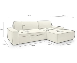 Narożnik MIA Beżowy z Funkcją Spania I Grupa Tkanin