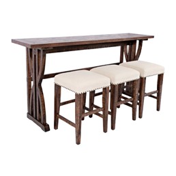 Stół Barowy z Hokerami AVOLA AV1931-74 188x46cm Brązowy