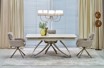 Stół Rozkładany HILARIO (180-260)x90 Jasny Trawertyn/Kaszmirowy