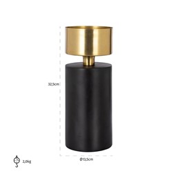 Świecznik TESS S Czarny/Złoty