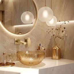 Bateria Umywalkowa Podtynkowa ARLO Złoty Szczotkowany