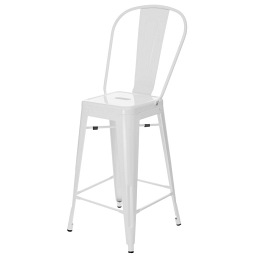 Stołek Barowy PARIS Back Biały Inspirowany Tolix