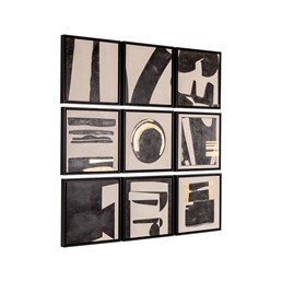Zestaw 9 Obrazów GABRI 35x35cm Czarny