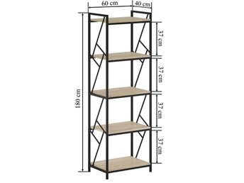 Regał R2(5P)-FX Dąb Sonoma/Czarny