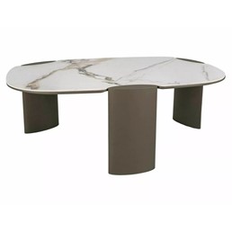 Ława ADORO B 105x65cm Biały Połysk/Miedziany