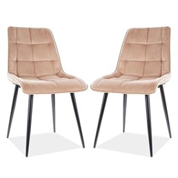 Zestaw 2x Krzesło CHIC Velvet Czarny/Beż