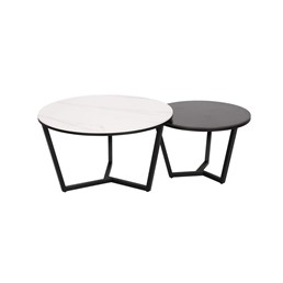 Zestaw Stolików AVOLA M66 Fi80/60cm Czarny/Biały