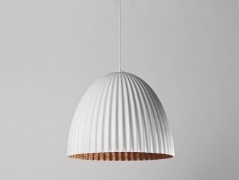 Lampa Wisząca Plissart M 50x41x116 Biały/Miedziany