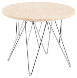 Stolik Kawowy PRUNUS fi55 Chrom/Trawertyn