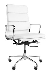 Fotel Biurowy CH2191T Biała Skóra/Chrom