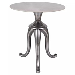 Ława SNAKE fi48 Biały Efekt Marmuru/Srebrny