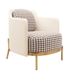 Fotel Tapicerowany VENICE Biały/Brązowy/Złoty