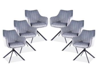 Zestaw 6x Krzesło AZALIA Velvet Czarny/Szary Bluvel 14