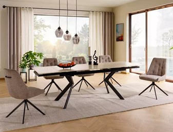 Stół Rozkładany NORTON (160-240)x90 Travertine Beż Mat/Czarny