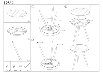 Ława BORA C fi42 Lustro/Chrom