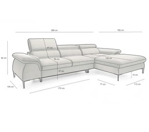 Narożnik EDIE MEDIUM Szary z Funkcją Spania - II Grupa Tkanin