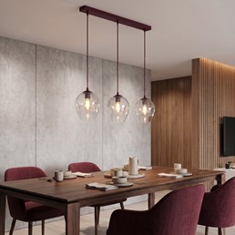 Lampa Wisząca ISTAR 3 Burgundowy/Transparentny