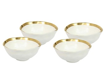 Komplet 4 Miska BELL 15 cm Biały/Złota