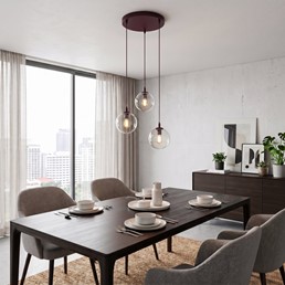 Lampa Wisząca COSMO 3PREM Burgundowy/Transparentny