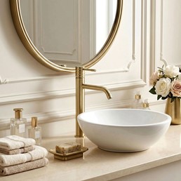 Bateria Umywalkowa Wysoka LUNGO DIAMOND Złoty Szczotkowany