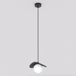 Lampa Wisząca FLORA 1 Czarny/Opal