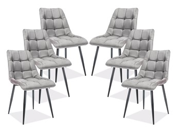 Zestaw 6x Krzesło CHIC Velvet Czarny/Szary Bluvel 14