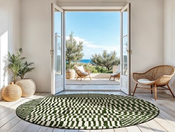 Dywan BERBER Oasis Round 9650 240x240 cm Szary/Zielony