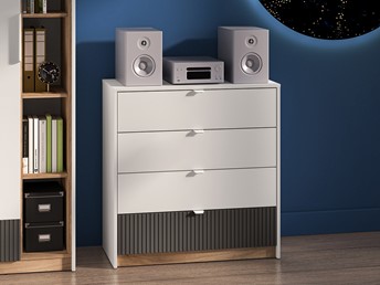 Komoda TORINO 07 Biały Alpejski/Castello Miodowy/Grafit Mat