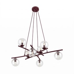 Lampa Wisząca ESSA 8 Burgundowy/Transparentny
