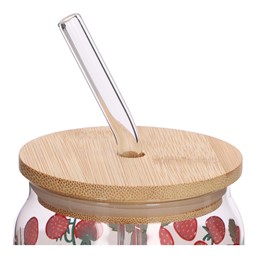 Szklanka z Pokrywką i Słomką SOLEO Poziomki