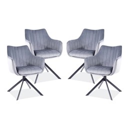 Zestaw 4x Krzesło AZALIA Velvet Czarny/Szary Bluvel 14