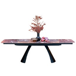 Stół Rozkładany MARVIN (180-260)x95 Bordowy Marmur/Czarny