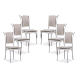 Zestaw 6x Krzesło MN-SC Biały/Beżowy Wzór Tap.132