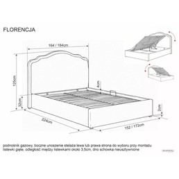 Łóżko FLORENCJA Raven 160x200cm Ciemny Beżowy